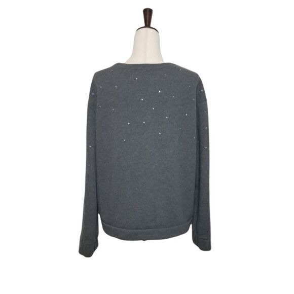 Philosophy Heathered Gray Rhinestone Sweatshirt Size L - Picture 3 of 7